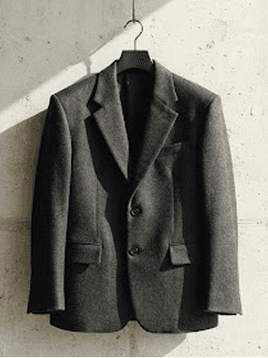 Charcoal wool overcoat on a model